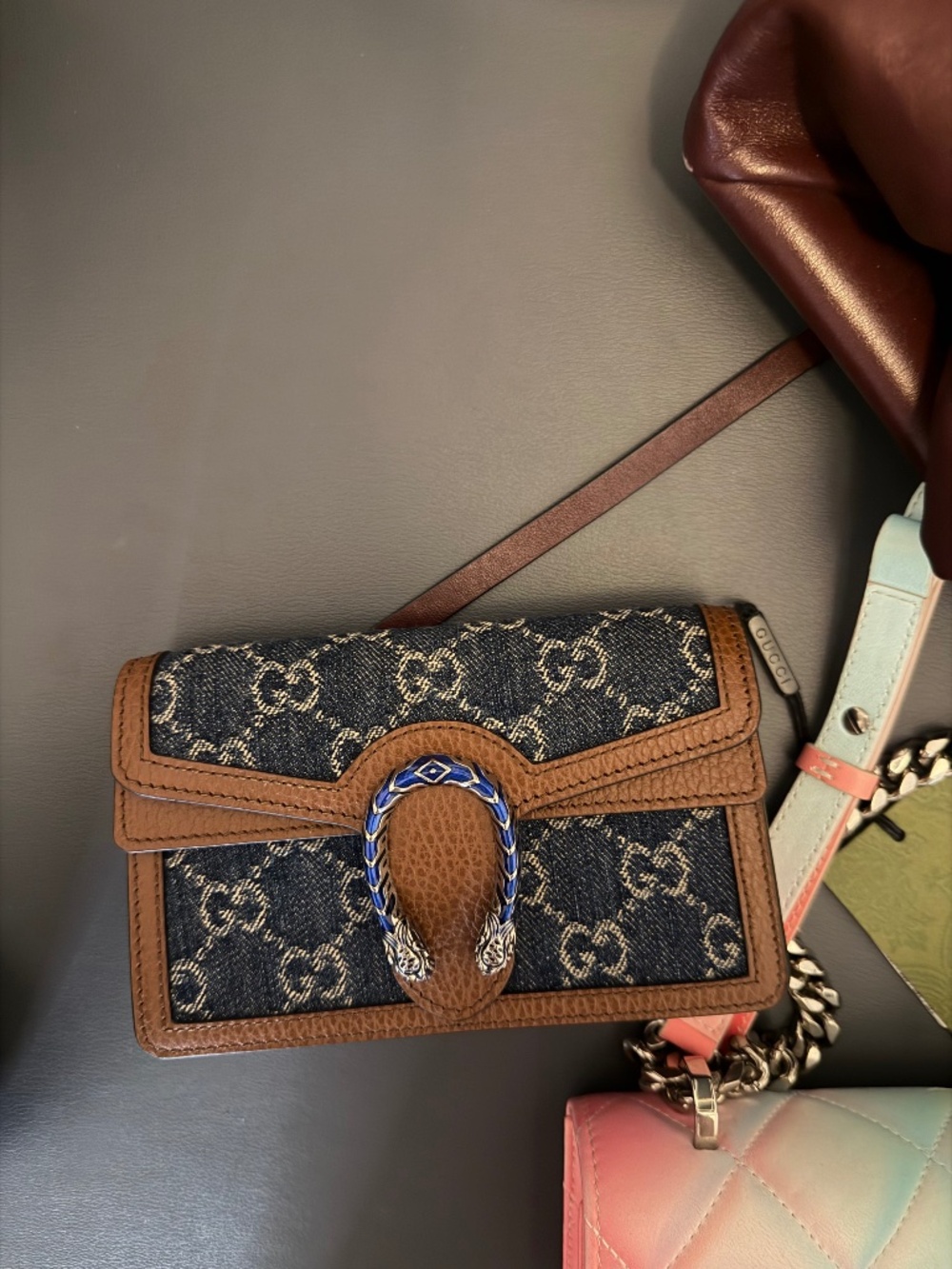 GUCCI Dionysus Super Mini Denim GG Wallet on Chain – Brand New with Tags 💙